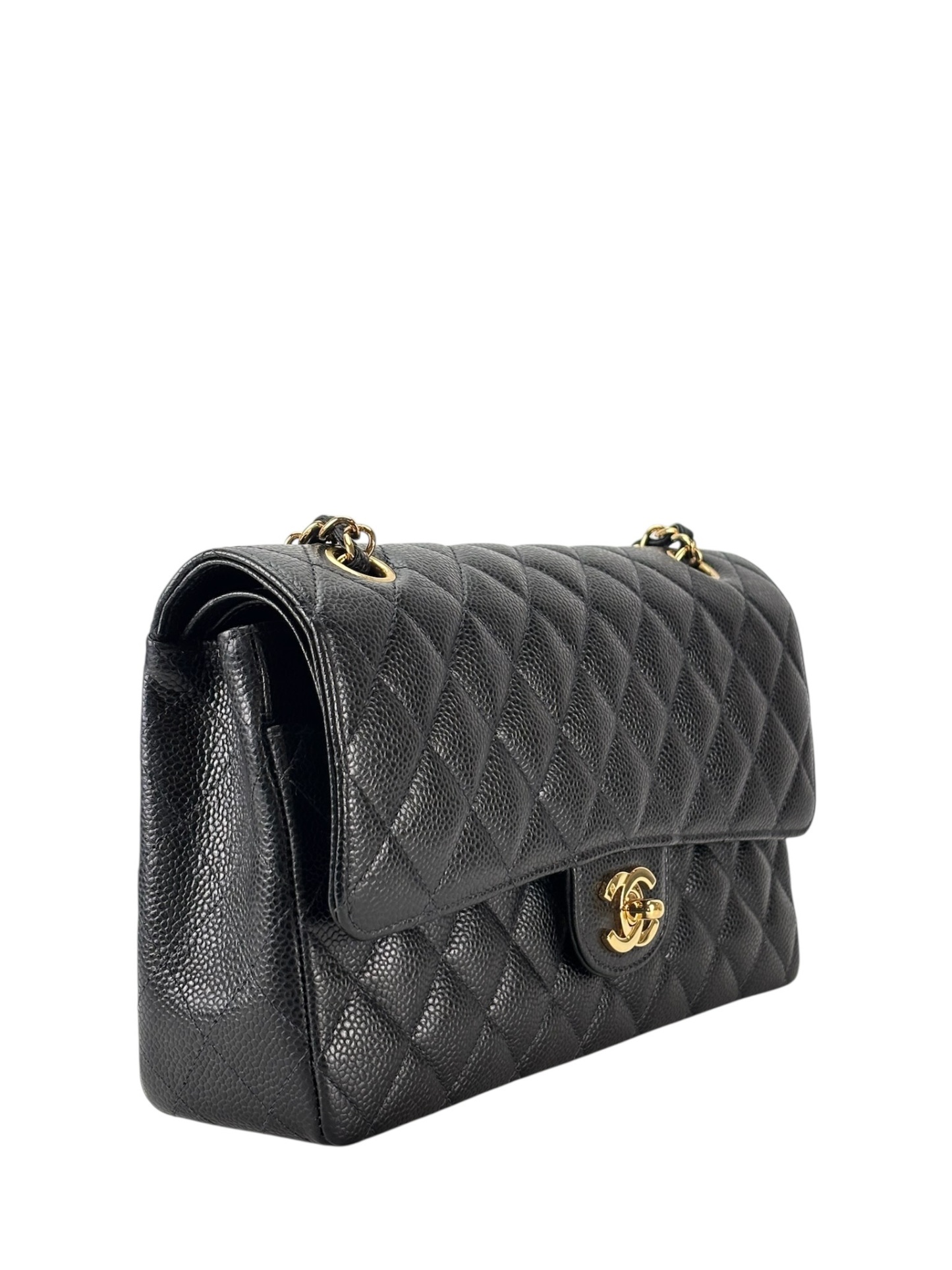 CHANEL - Medium Classic Double Flap Bag Black Caviar Gold Hardware (CF25)