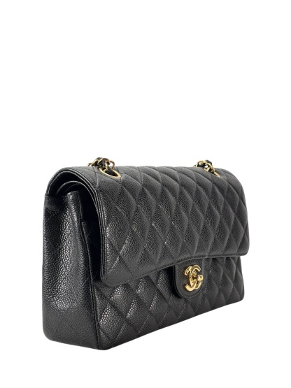 CHANEL - Medium Classic Double Flap Bag Black Caviar Gold Hardware (CF25)