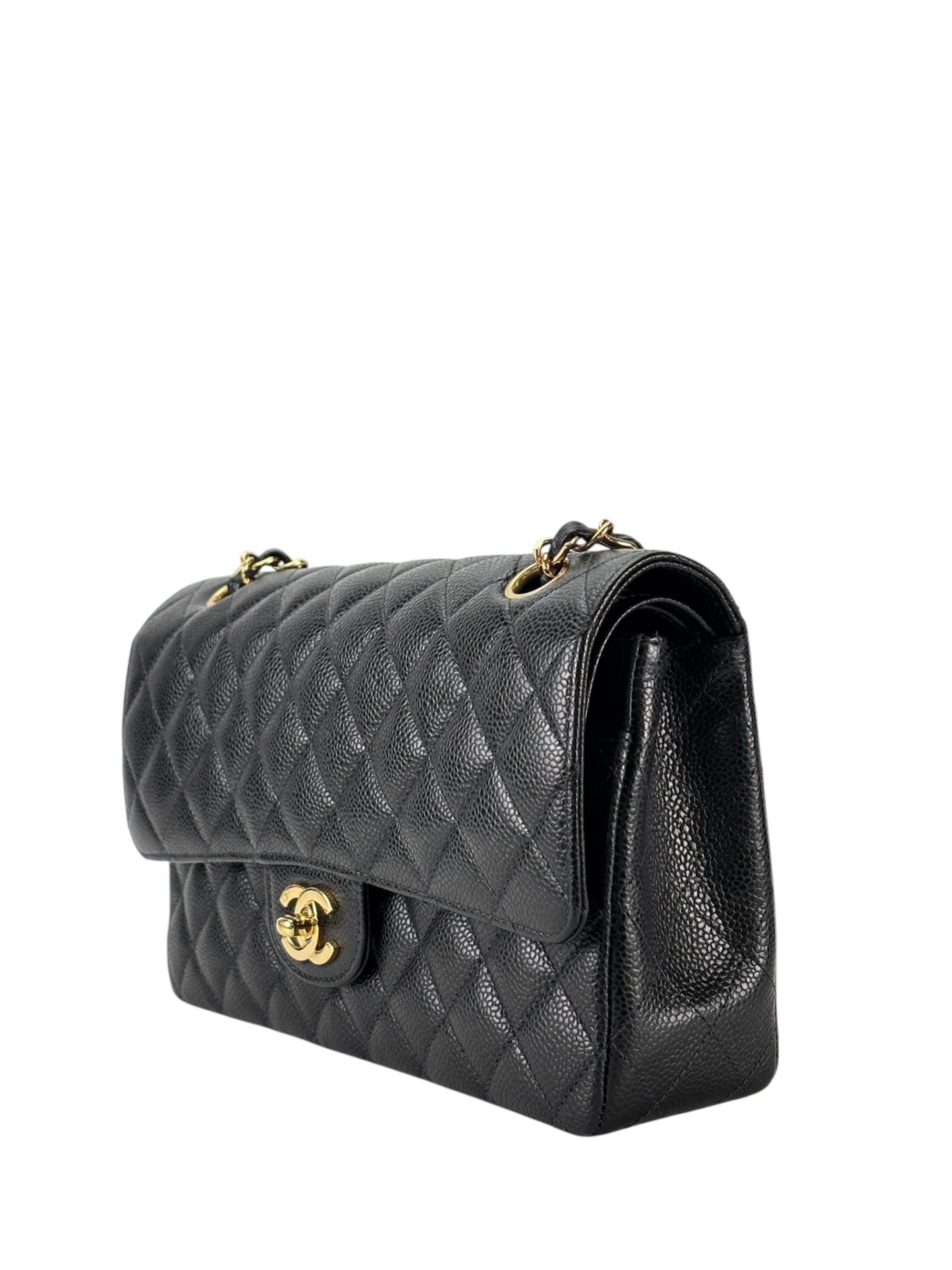 CHANEL - Medium Classic Double Flap Bag Black Caviar Gold Hardware (CF25)