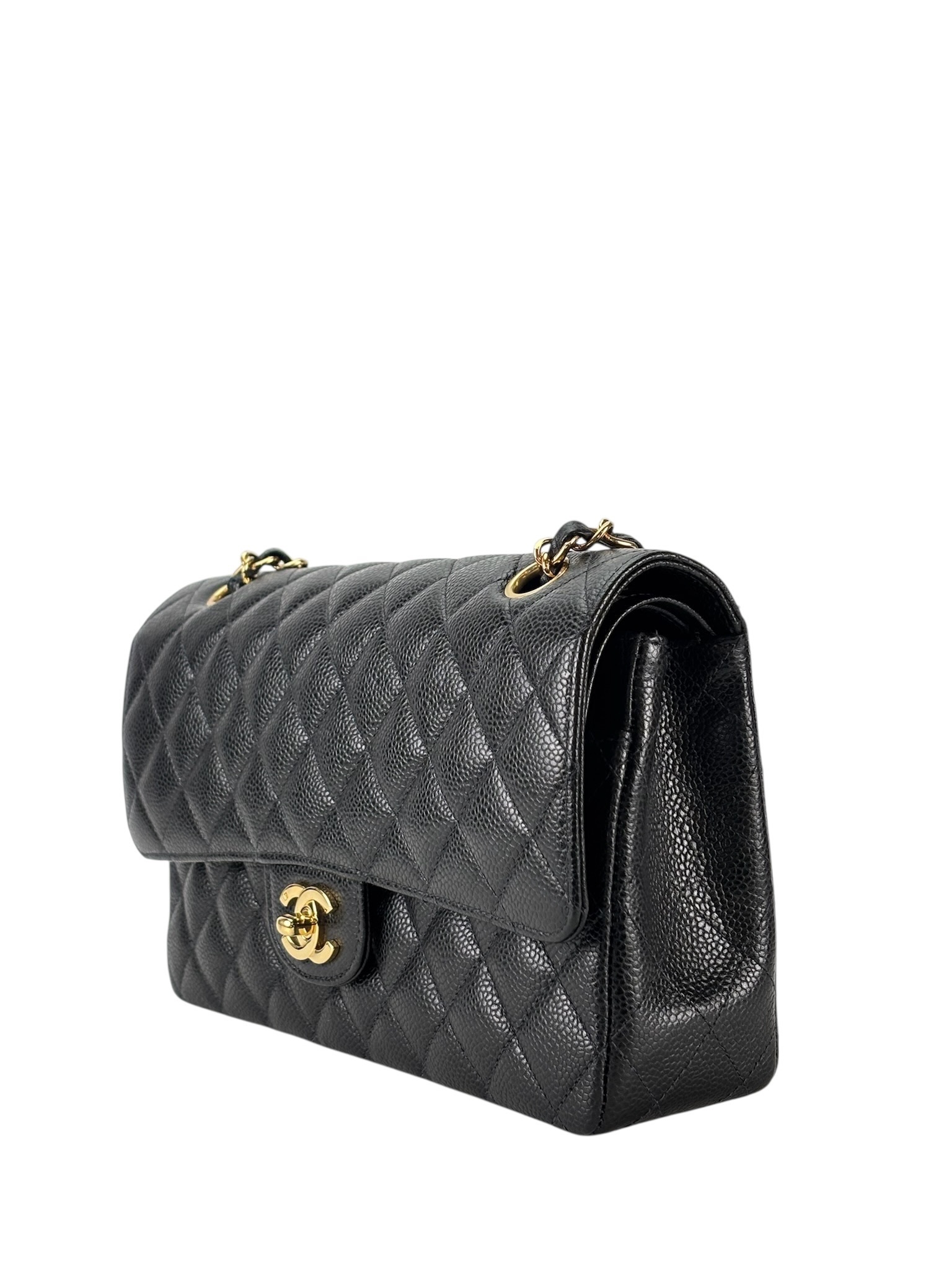CHANEL - Medium Classic Double Flap Bag Black Caviar Gold Hardware (CF25)