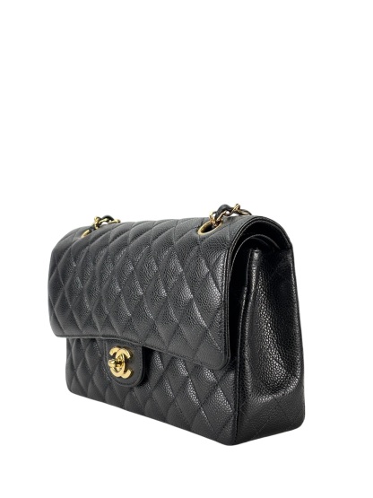CHANEL - Medium Classic Double Flap Bag Black Caviar Gold Hardware (CF25)