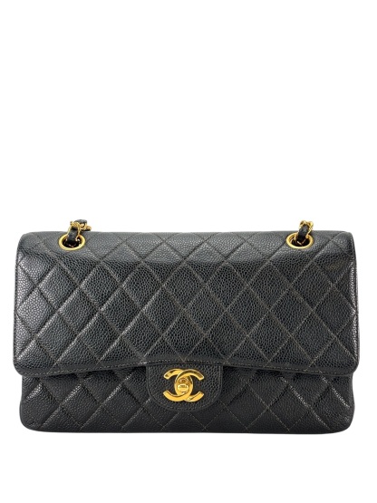 CHANEL - Medium Classic Double Flap Bag Black Caviar Sliver Hardware (CF25)