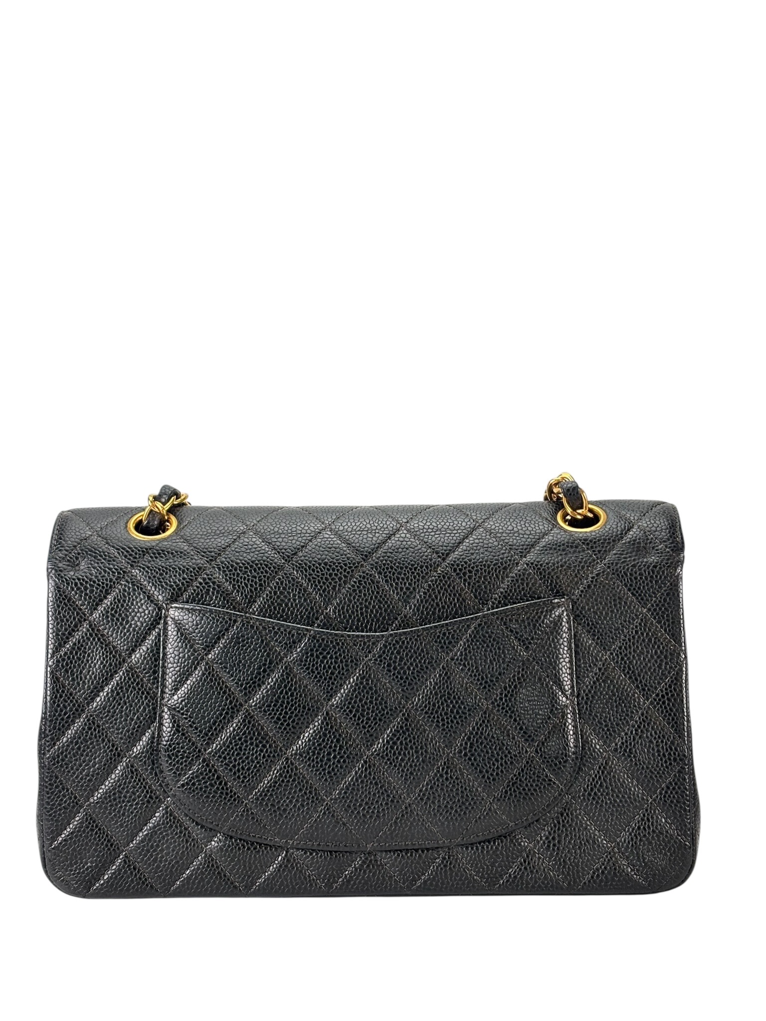 CHANEL - Medium Classic Double Flap Bag Black Caviar Sliver Hardware (CF25)