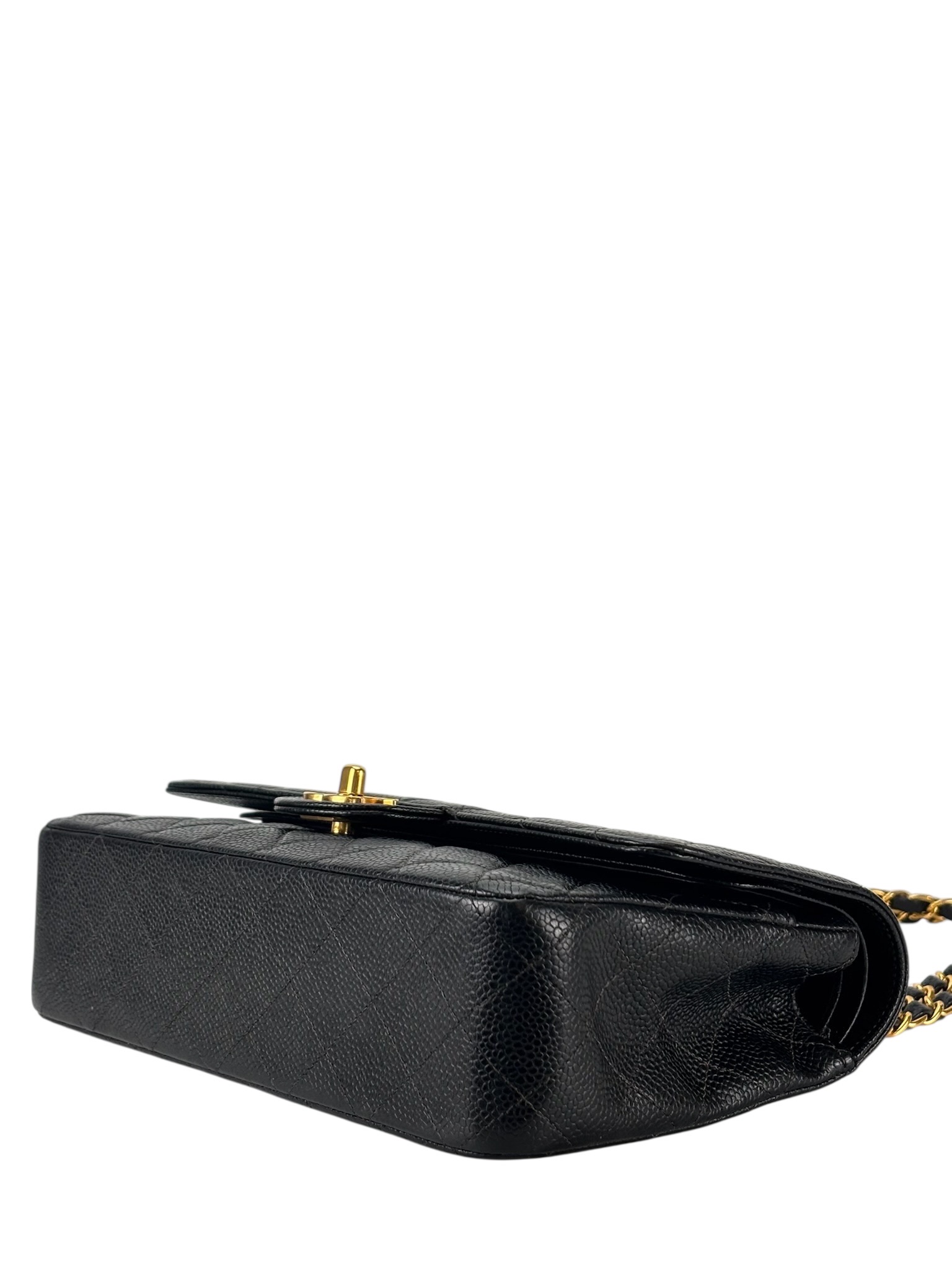 CHANEL - Medium Classic Double Flap Bag Black Caviar Sliver Hardware (CF25)