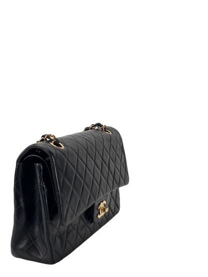 CHANEL - Medium Classic Double Flap Bag Black Lambskin Gold Hardware (CF25)
