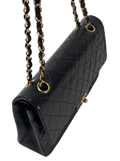 CHANEL - Medium Classic Double Flap Bag Black Lambskin Gold Hardware (CF25)
