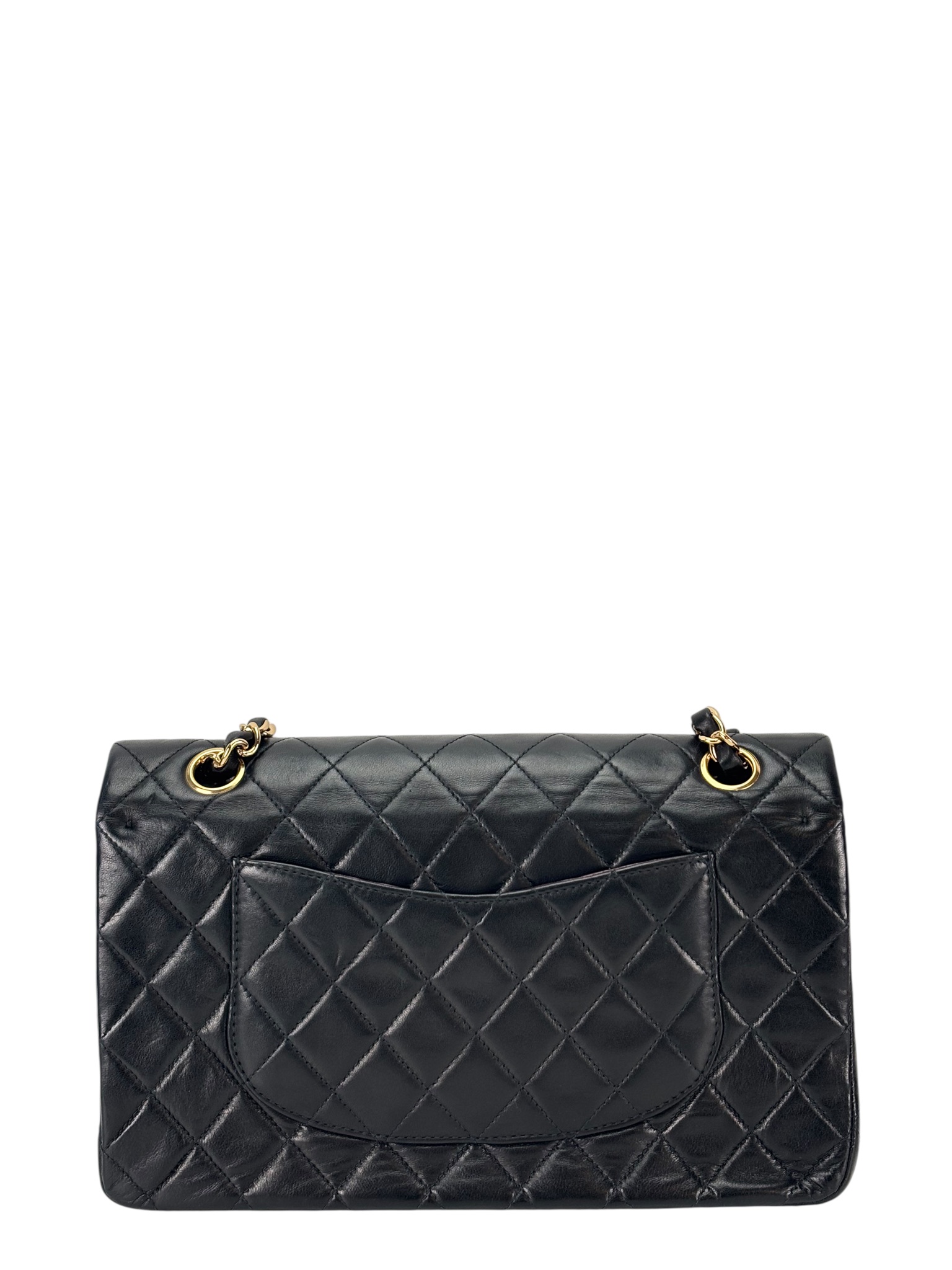 CHANEL - Medium Classic Double Flap Bag Black Lambskin Gold Hardware (CF25)