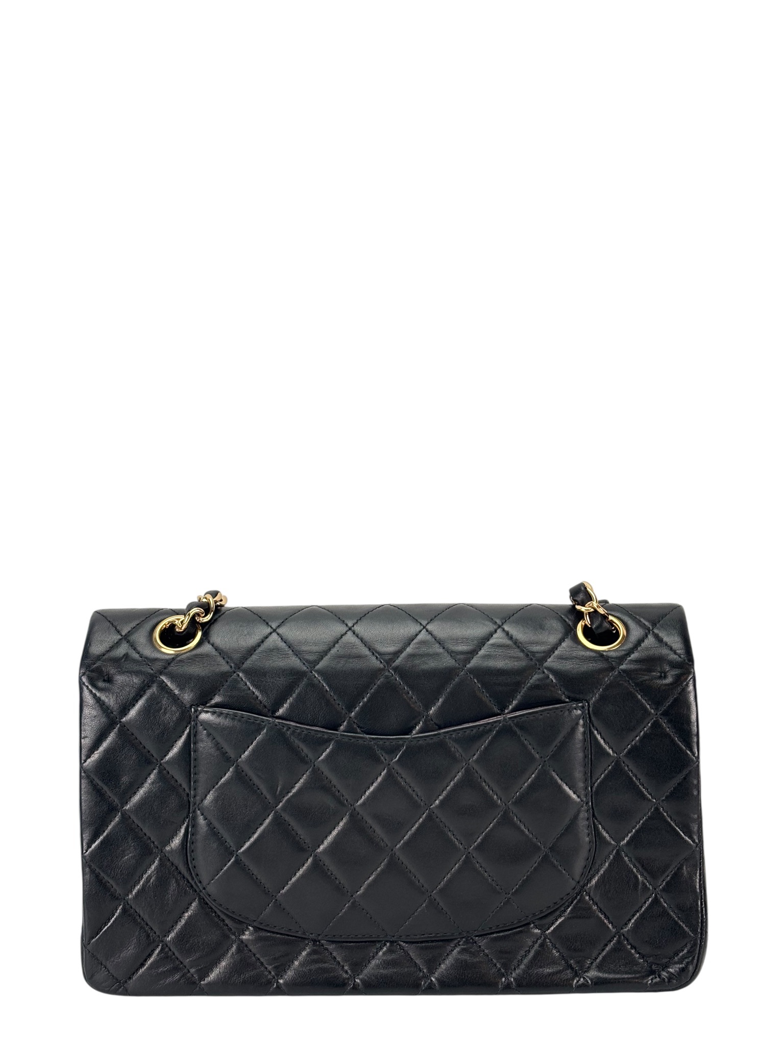 CHANEL - Medium Classic Double Flap Bag Black Lambskin Gold Hardware (CF25)