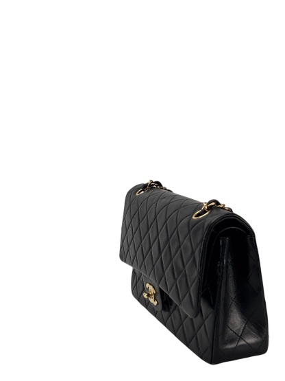 CHANEL - Medium Classic Double Flap Bag Black Lambskin Gold Hardware (CF25)