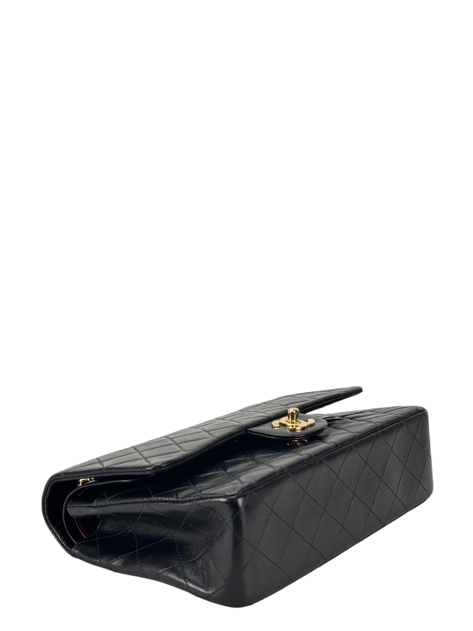 CHANEL - Medium Classic Double Flap Bag Black Lambskin Gold Hardware (CF25)