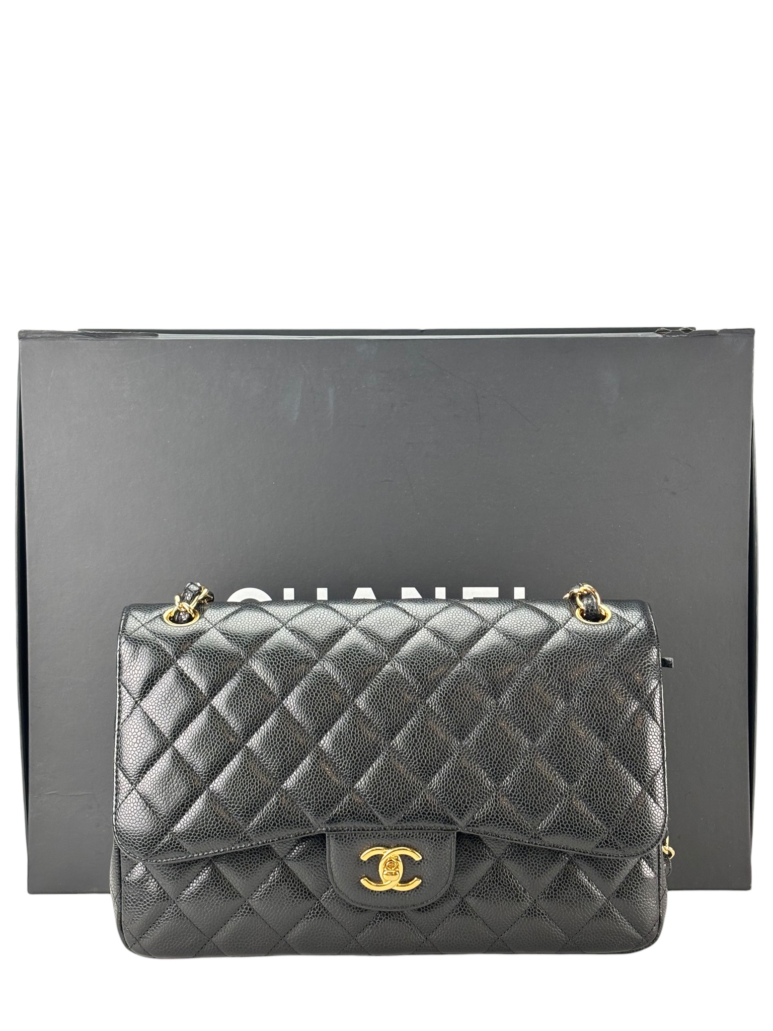 CHANEL - Black Caviar Jumbo Flap Bag 30
