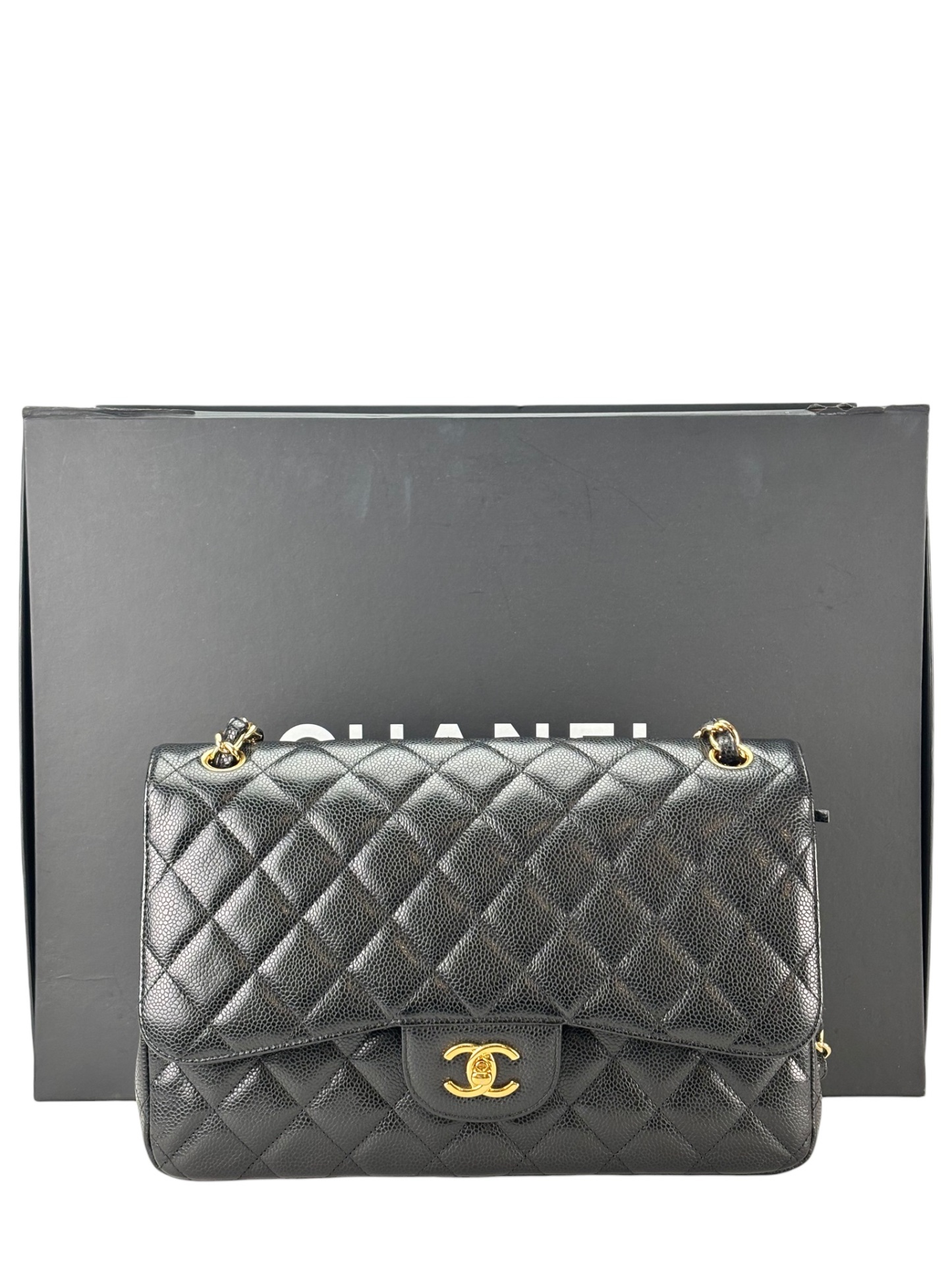 CHANEL - Black Caviar Jumbo Flap Bag 30