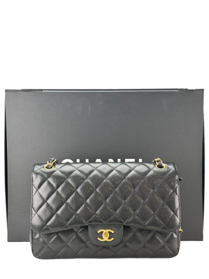 CHANEL - Black Caviar Jumbo Flap Bag 30