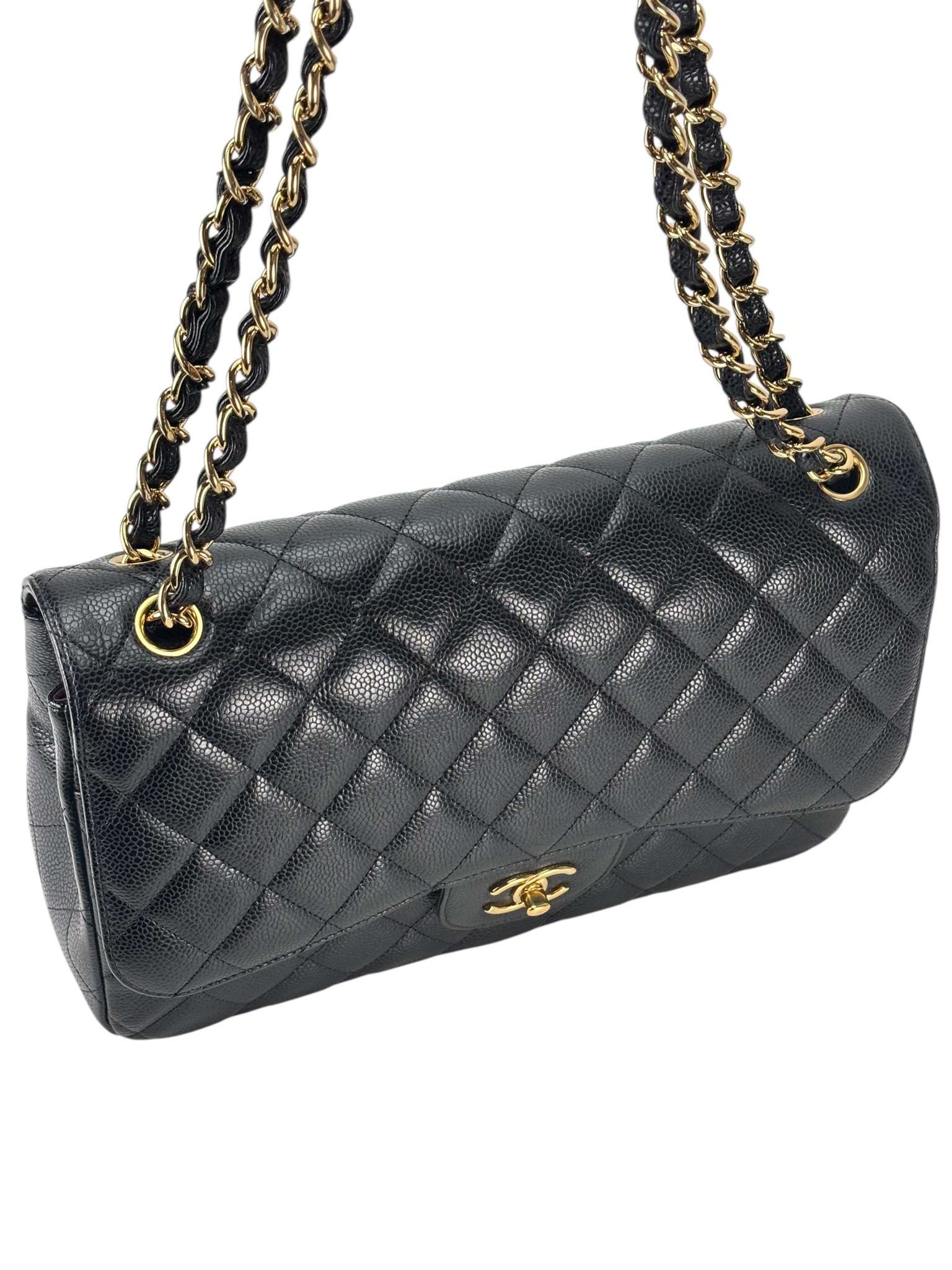CHANEL - Black Caviar Jumbo Flap Bag 30
