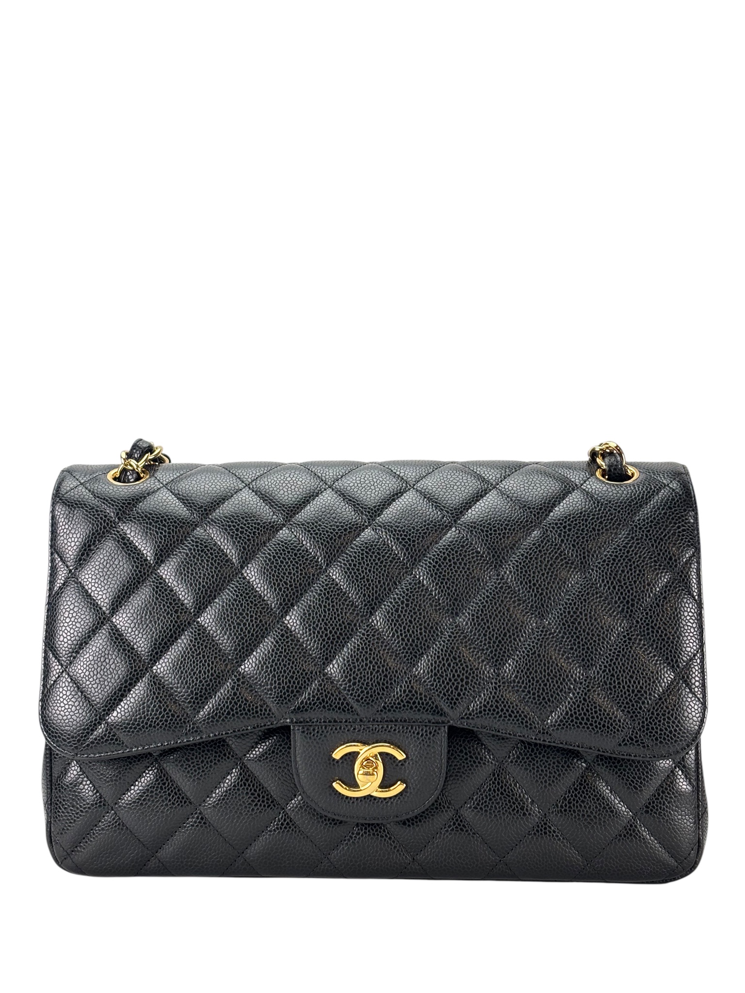 CHANEL - Black Caviar Jumbo Flap Bag 30