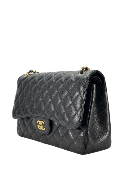 CHANEL - Black Caviar Jumbo Flap Bag 30