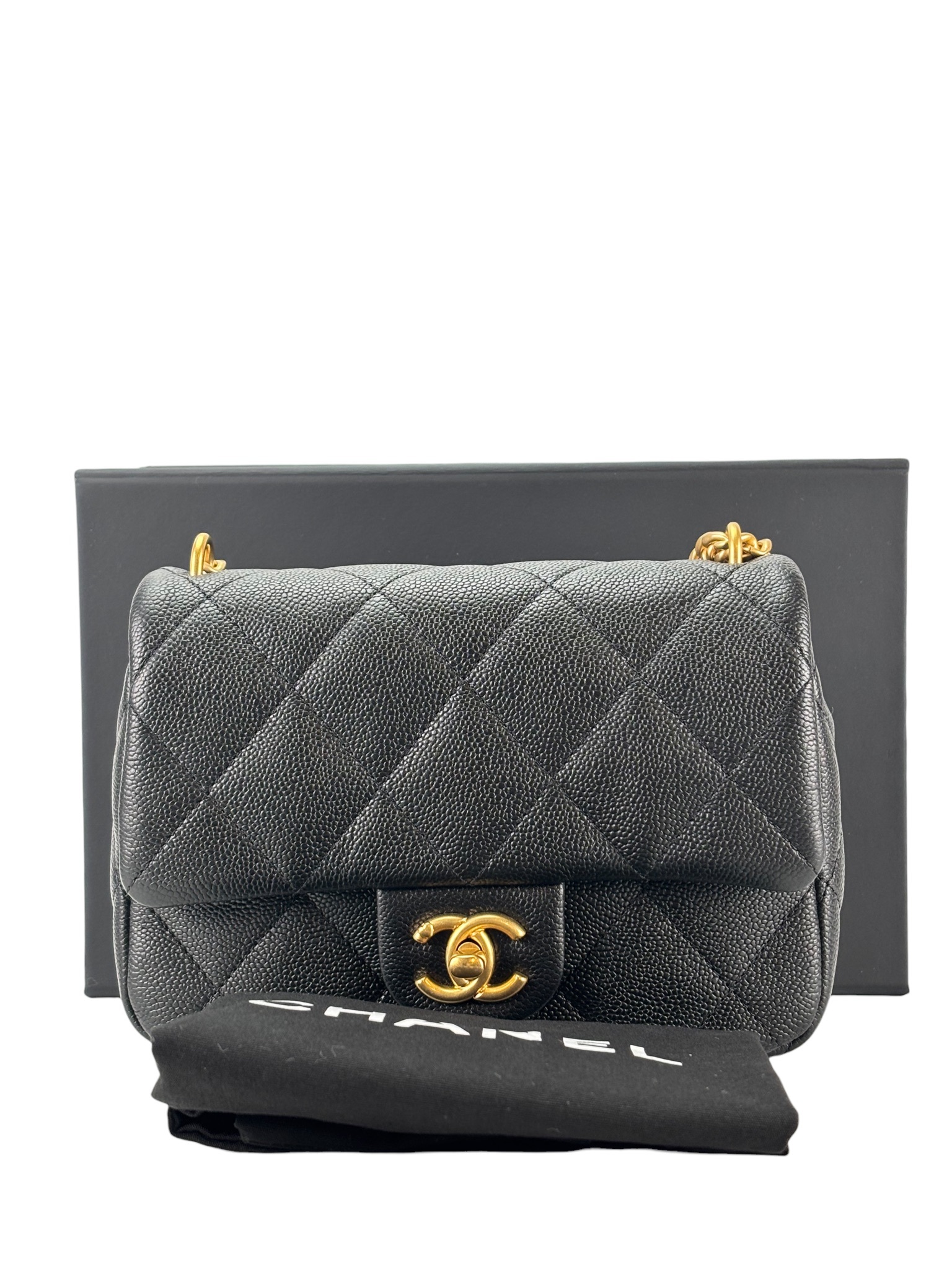 CHANEL - 24P Black Caviar Mini Flap Bag