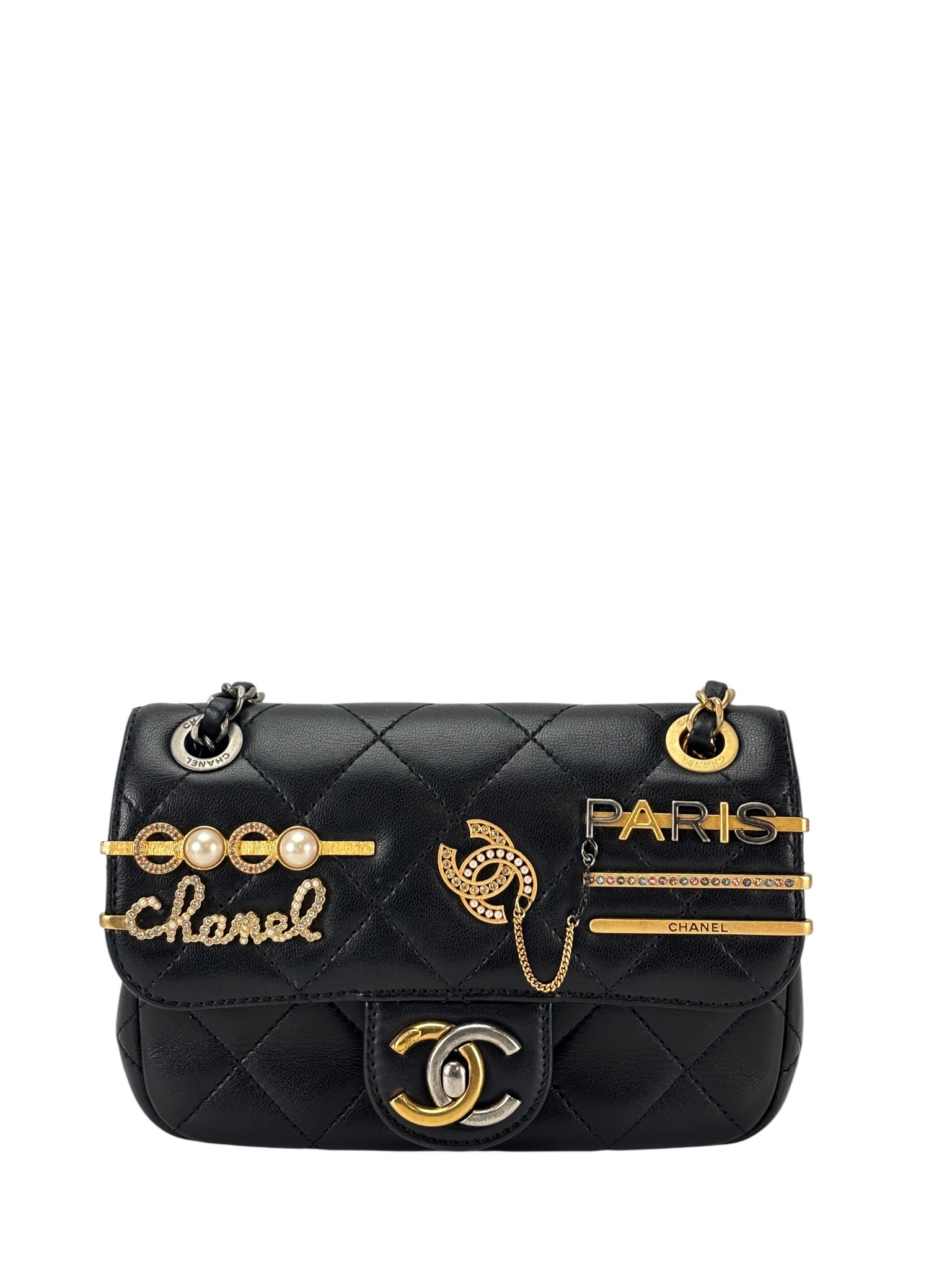 CHANEL - 22C Black Lambskin Matelasse Clip Coco GX Chain Shoulder Bag