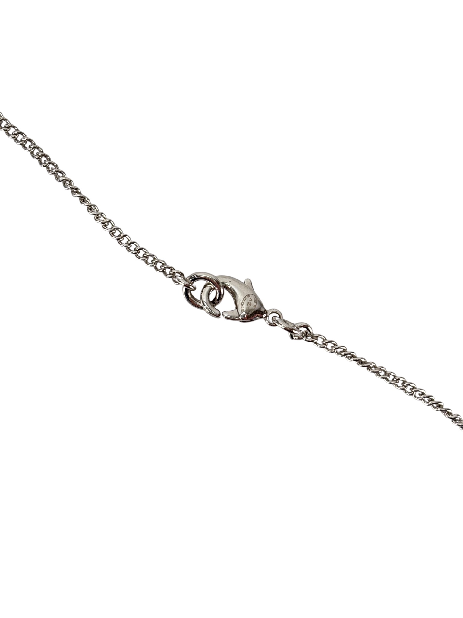 CHANEL - 19V Silver Rhinestone CC Necklace