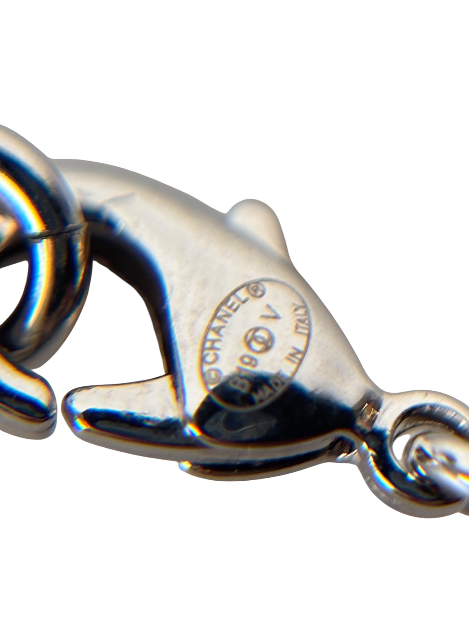 CHANEL - 19V Silver Rhinestone CC Necklace