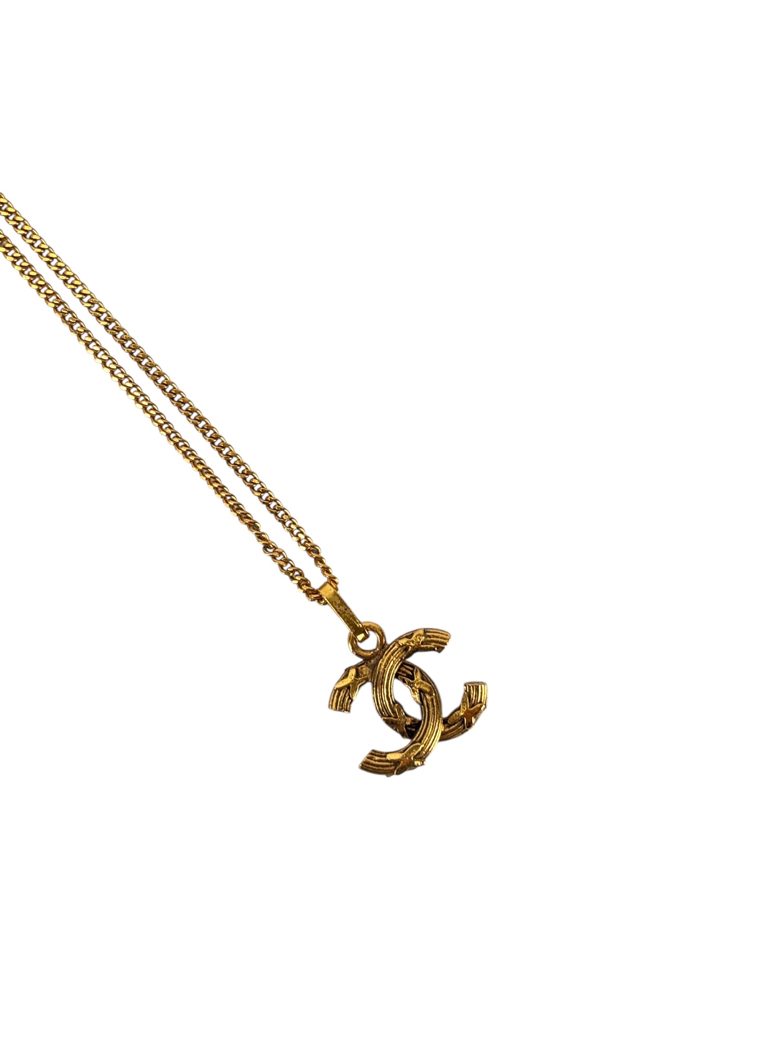 CHANEL - Gold Plated CC Logo Chain Necklace 