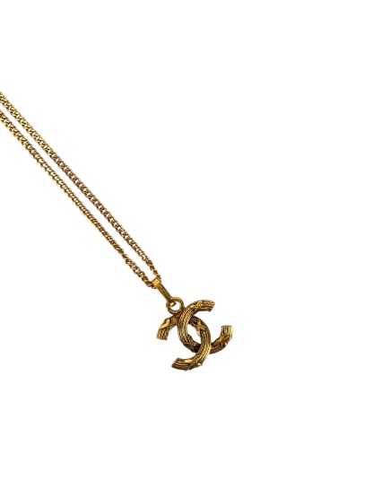 CHANEL - Gold Plated CC Logo Chain Necklace 