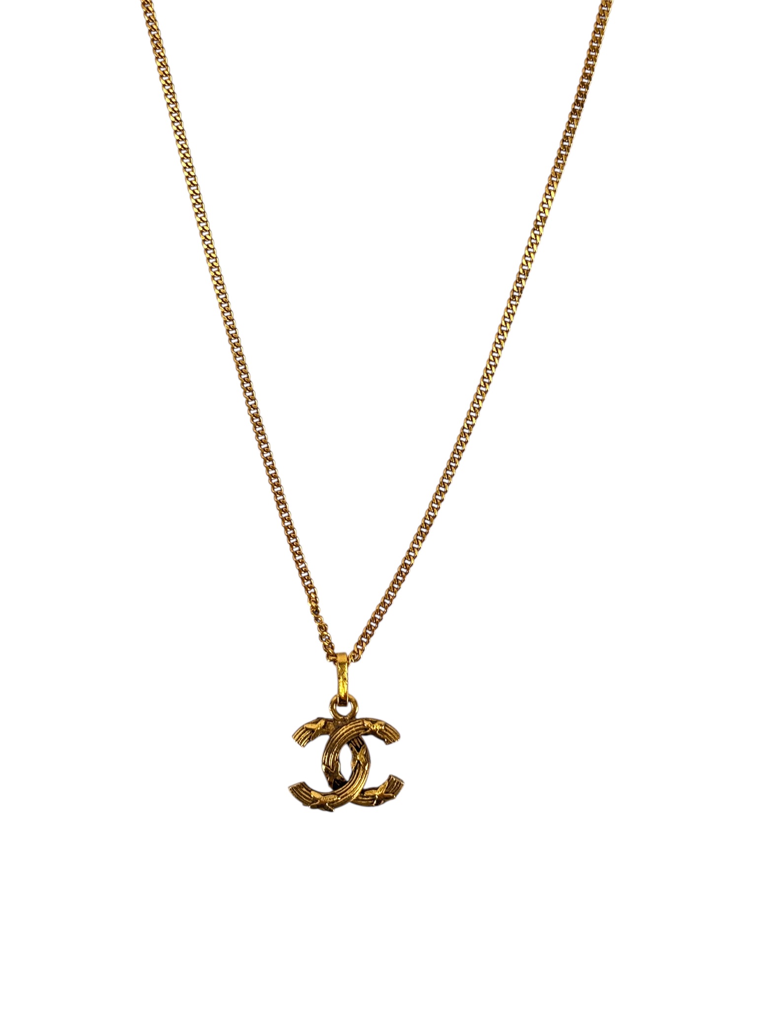 CHANEL - Gold Plated CC Logo Chain Necklace 