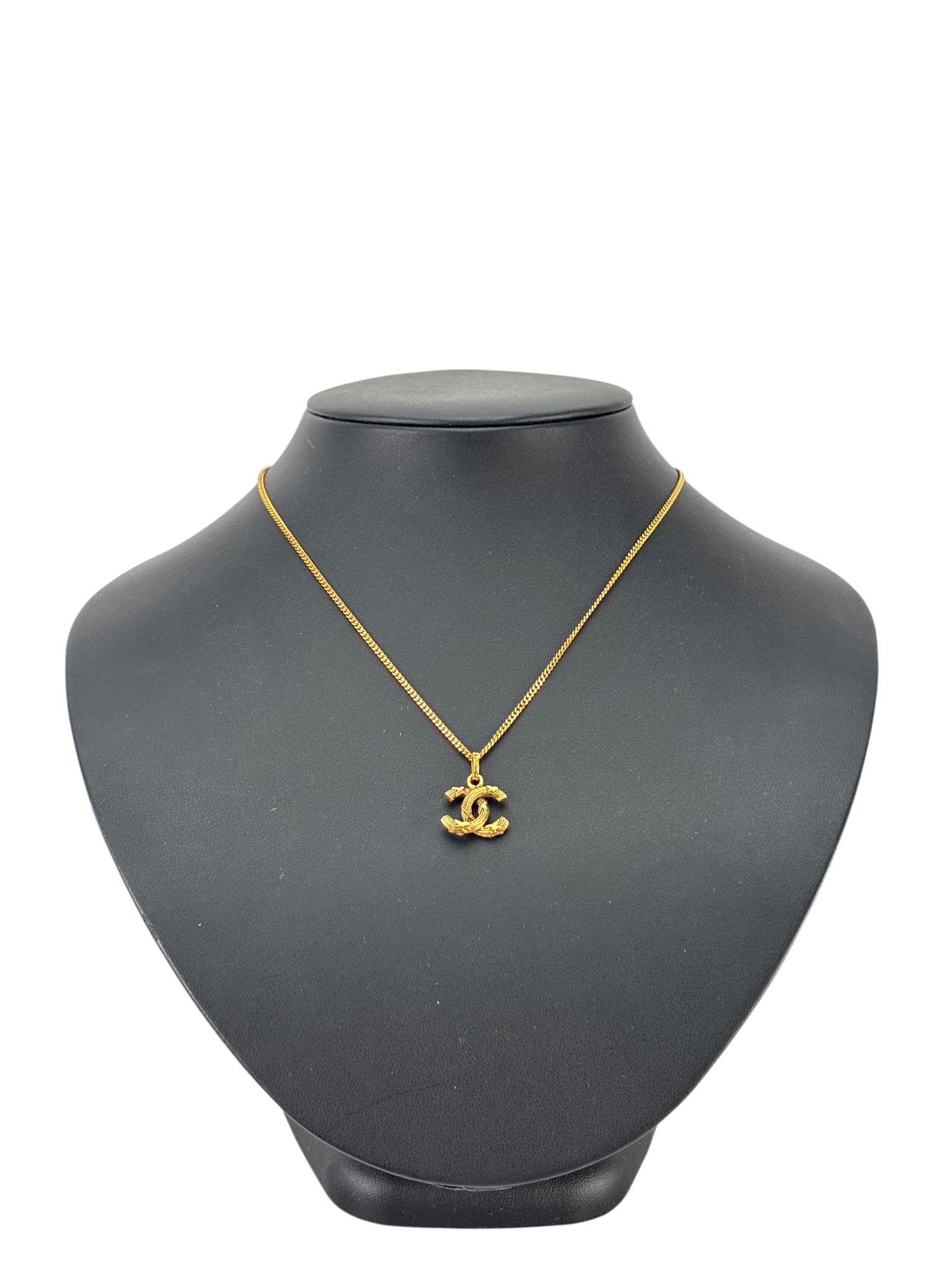 CHANEL - Gold Plated CC Logo Chain Necklace 