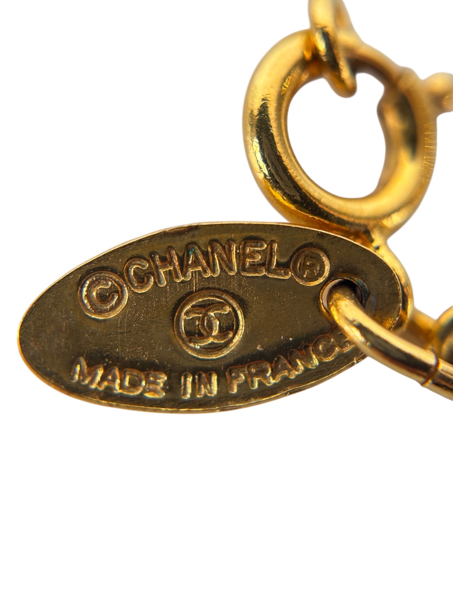 CHANEL - Gold Plated CC Logo Chain Necklace 