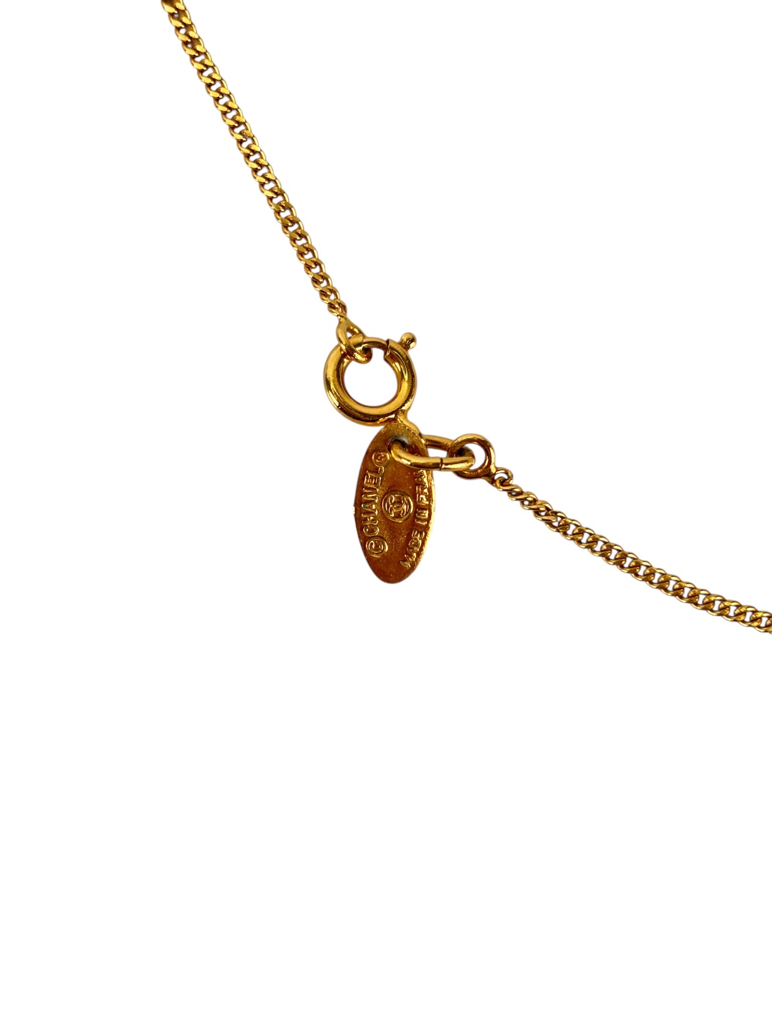 CHANEL - Gold Plated CC Logo Chain Necklace 