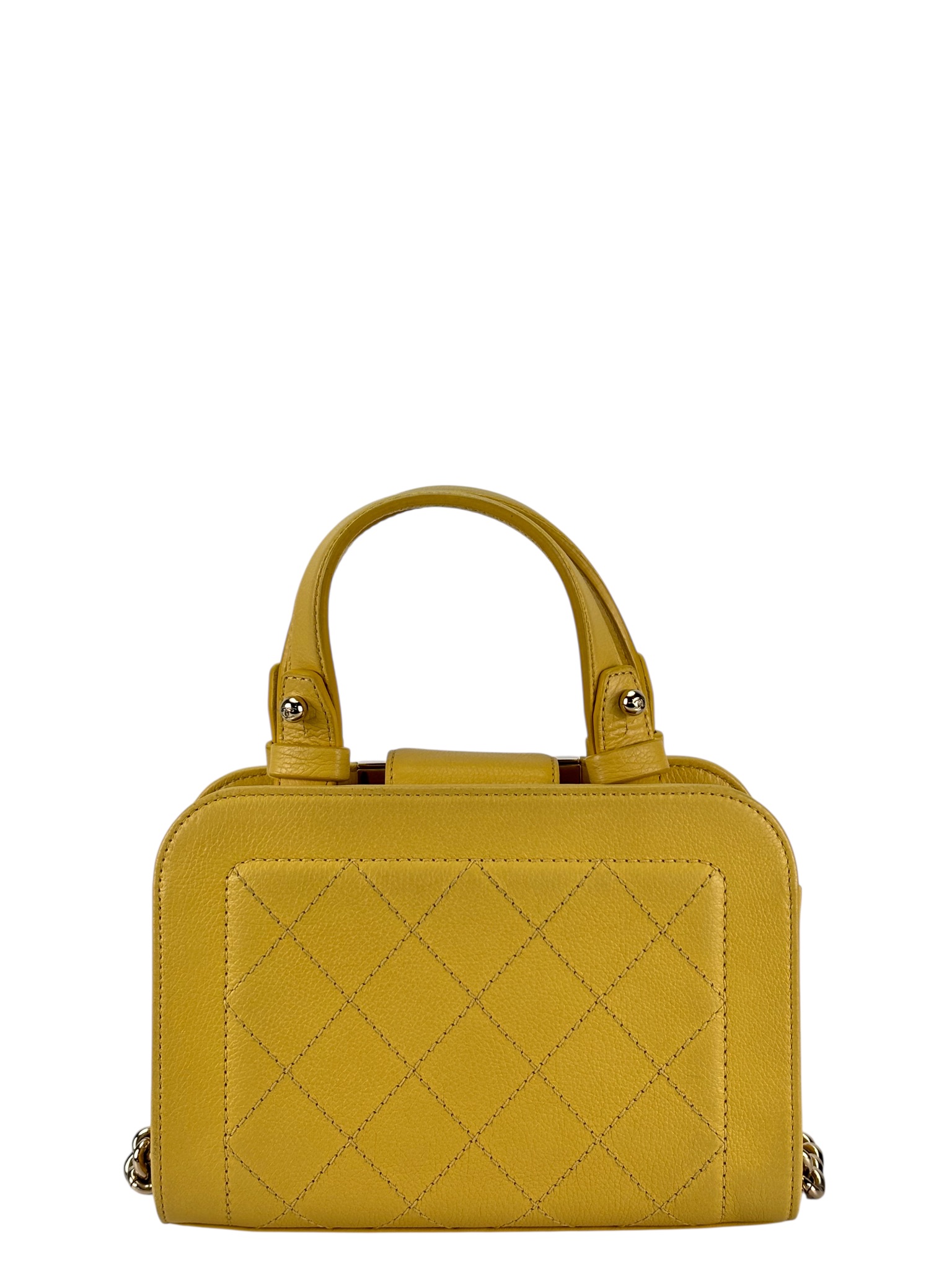CHANEL - Yellow Caviar Label Click Shopping Bag 