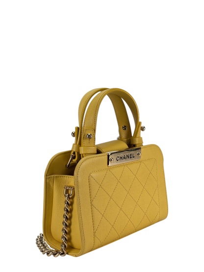 CHANEL - Yellow Caviar Label Click Shopping Bag 