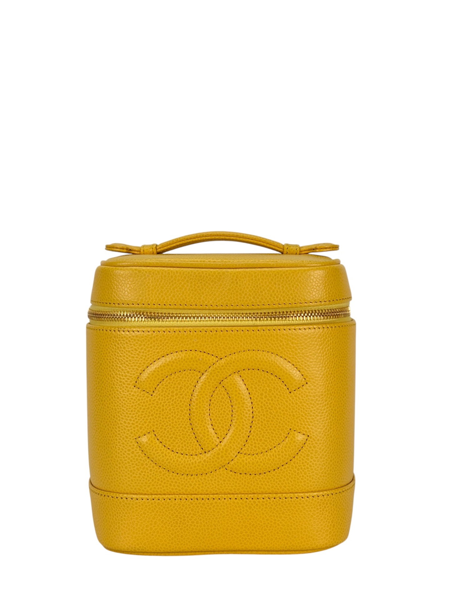 CHANEL -  Yellow Cosmetic Bag Caviar