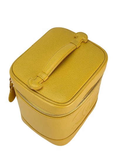 CHANEL -  Yellow Cosmetic Bag Caviar