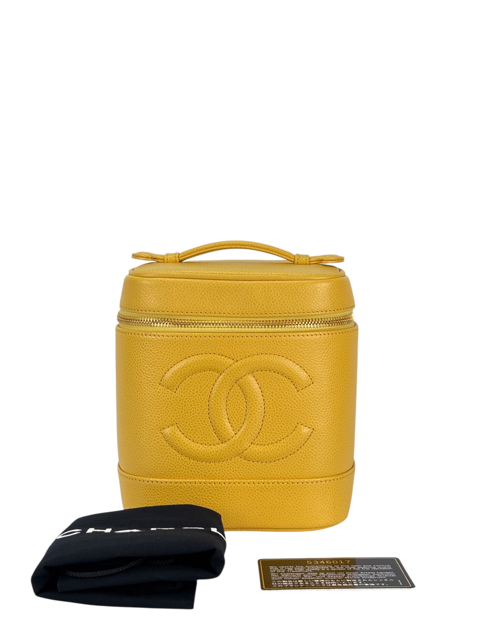 CHANEL -  Yellow Cosmetic Bag Caviar