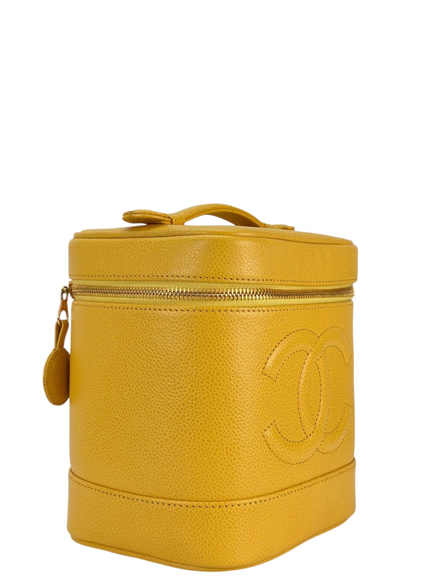 CHANEL -  Yellow Cosmetic Bag Caviar