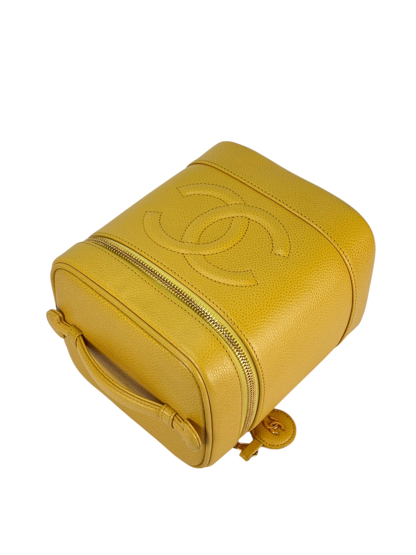 CHANEL -  Yellow Cosmetic Bag Caviar