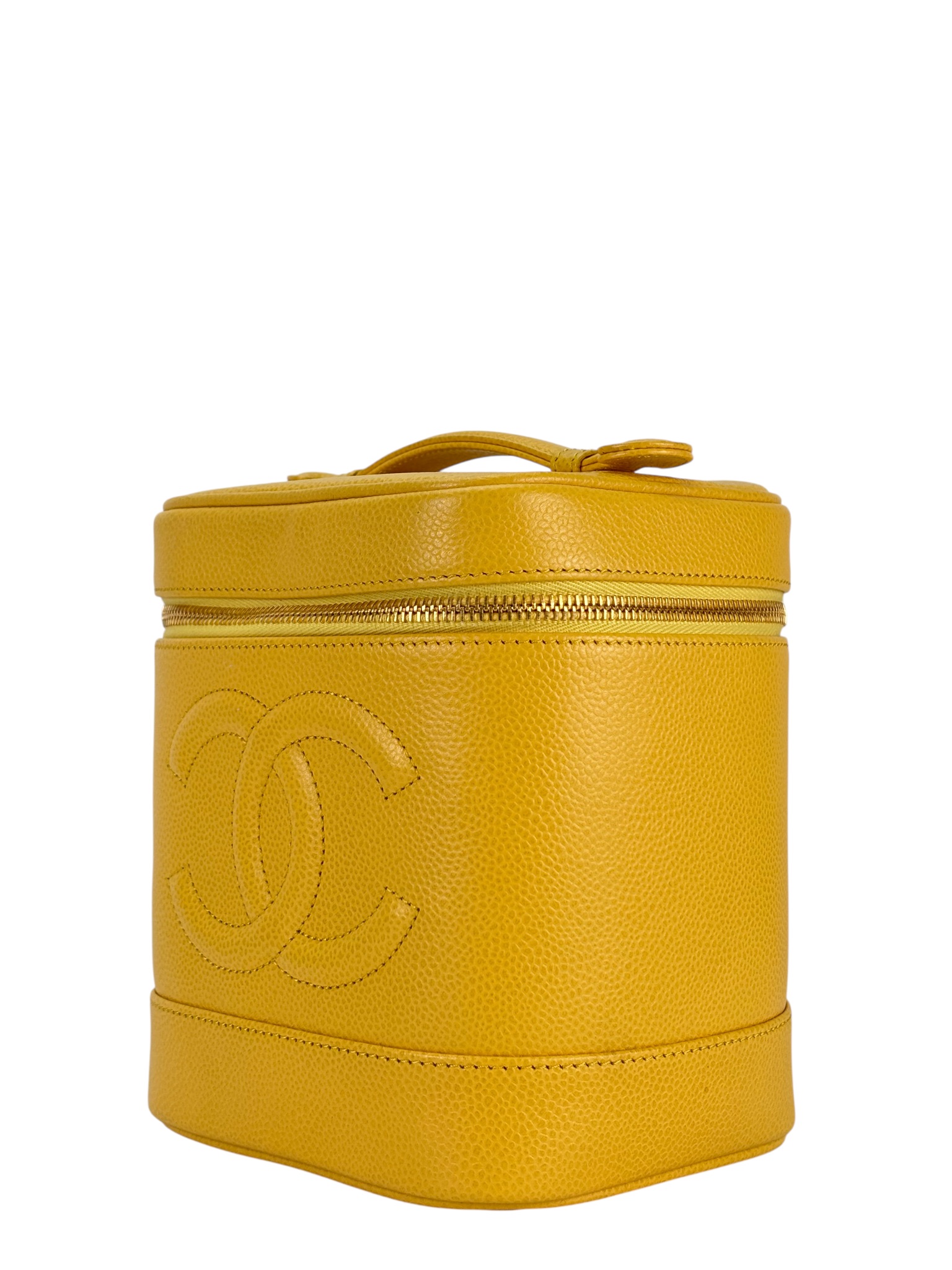 CHANEL -  Yellow Cosmetic Bag Caviar
