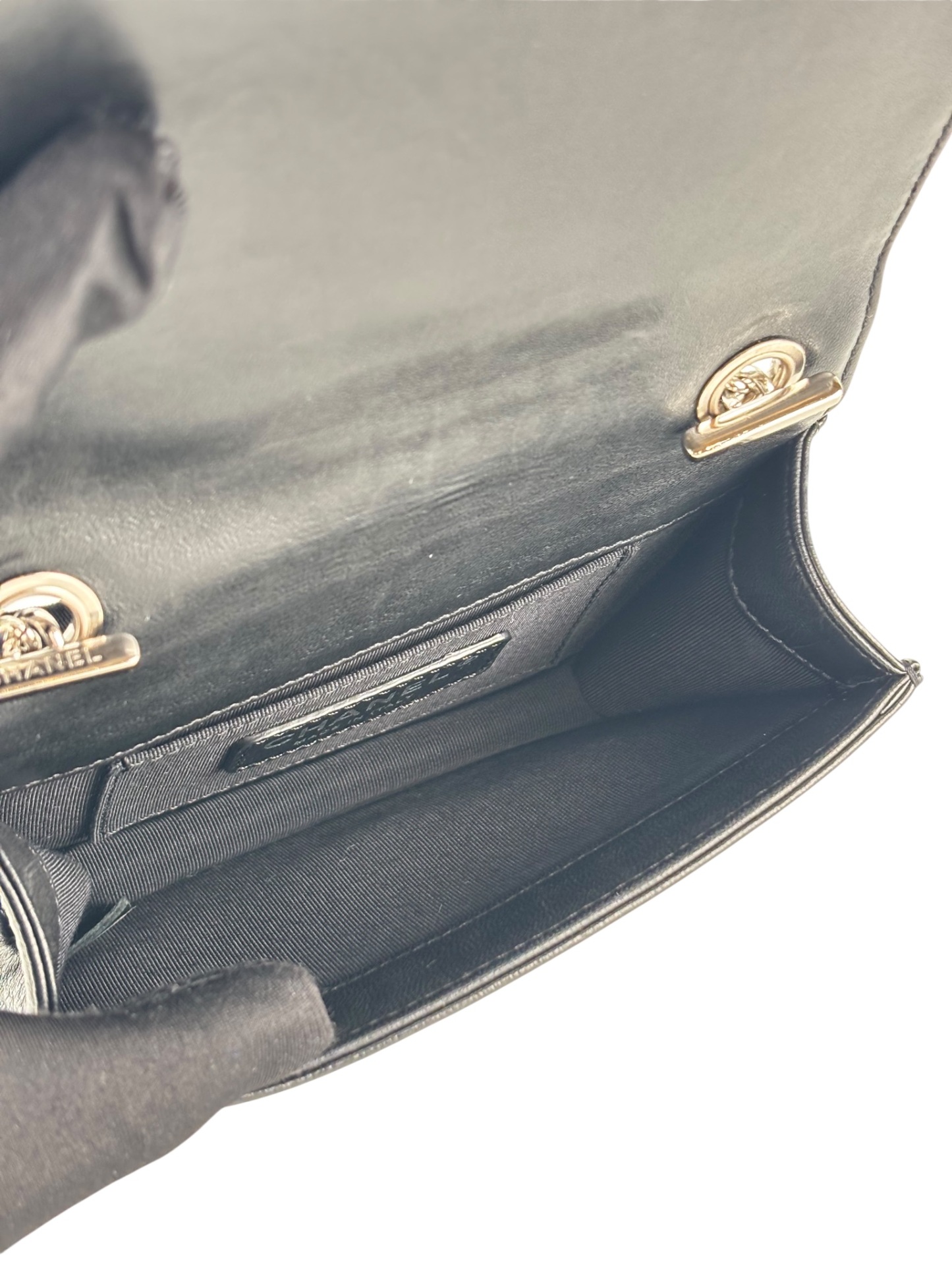 CHANEL - Lego Boy Canvas Plastic Chain Shoulder Bag Black White Silver Hardware