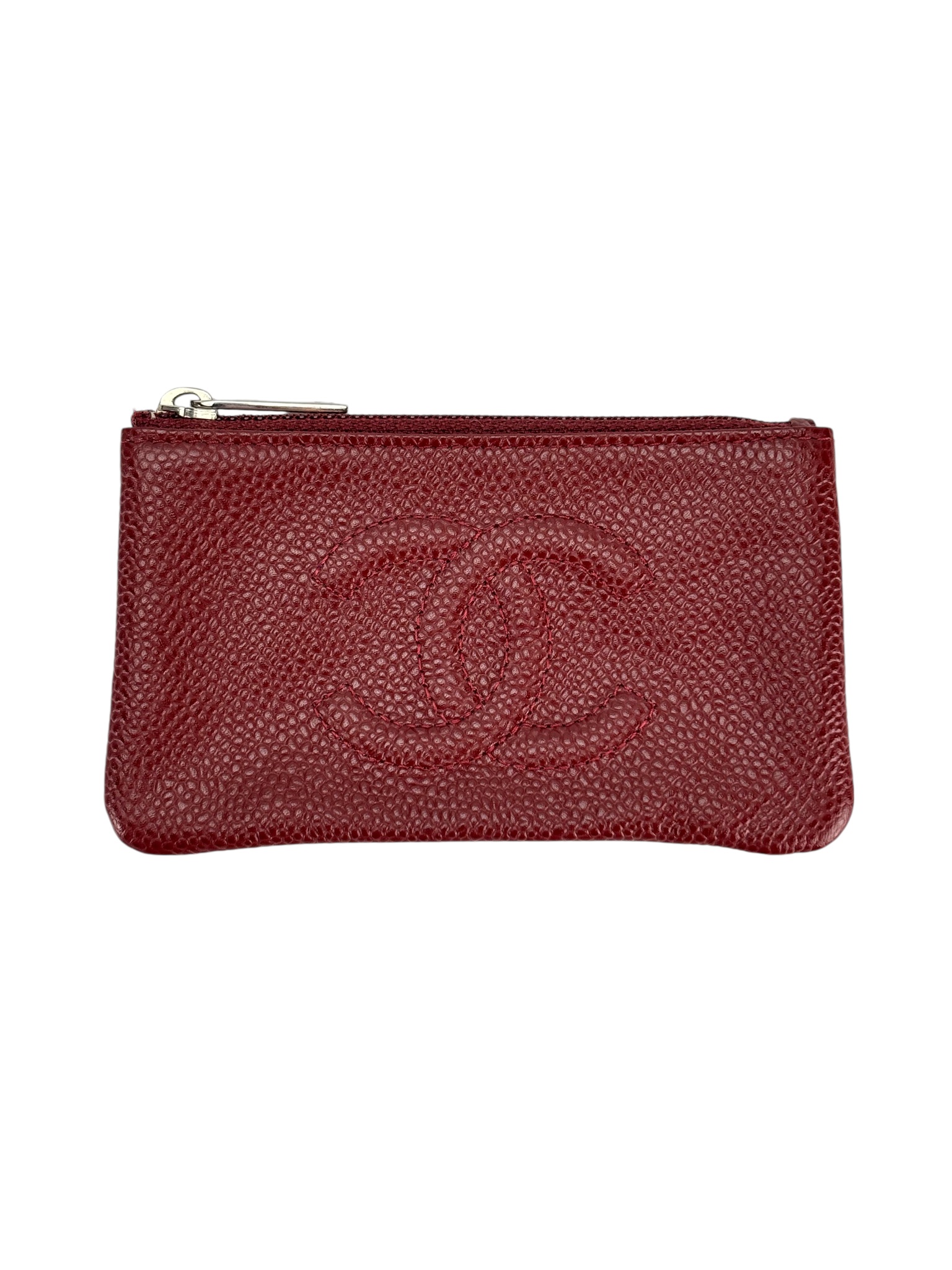 CHANEL - Dark Red Bordeaux Caviar Coin Purse
