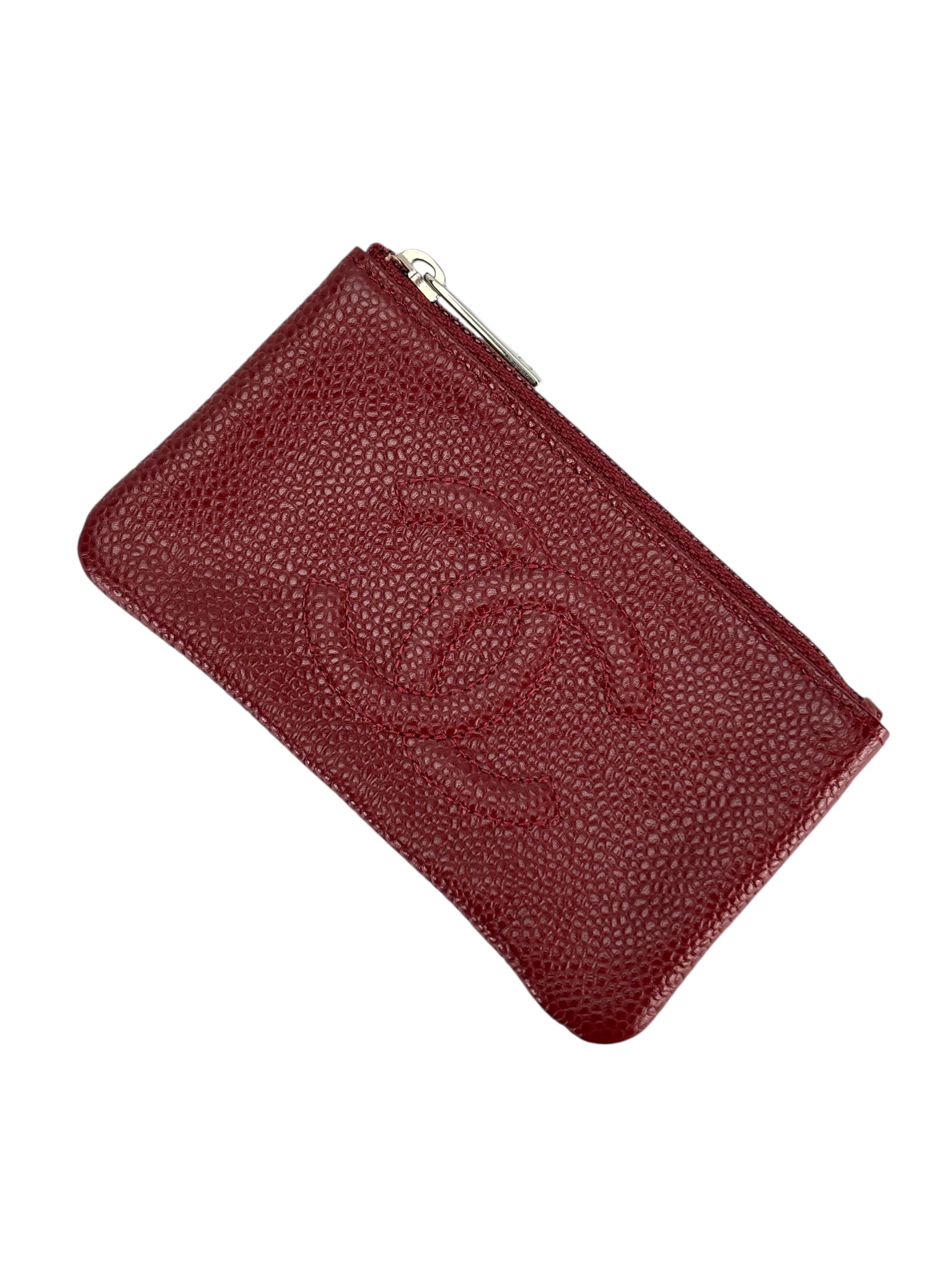 CHANEL - Dark Red Bordeaux Caviar Coin Purse