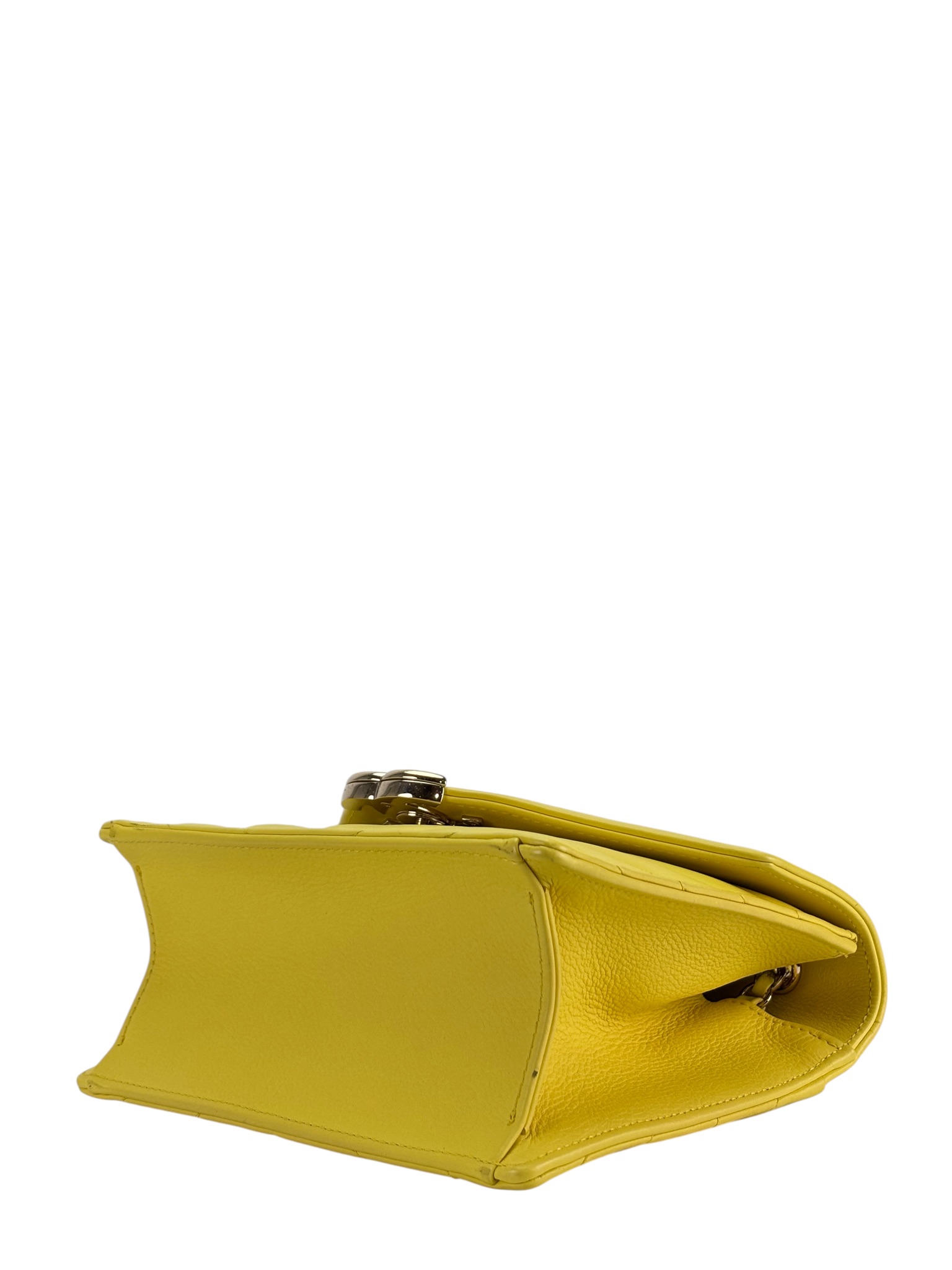 CHANEL - Yellow Calfskin Quilted Chevron Small Envelope Flap Bag