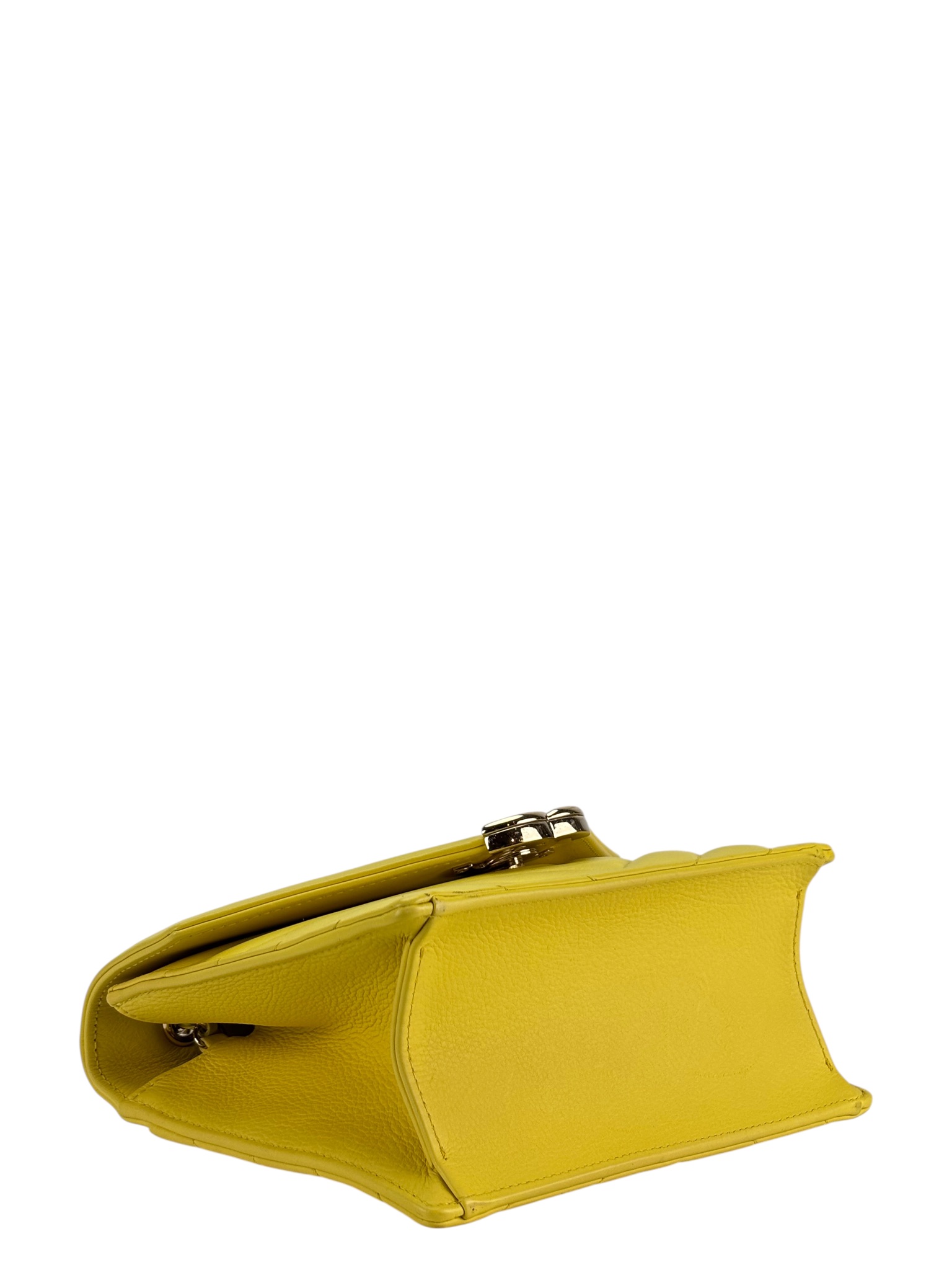 CHANEL - Yellow Calfskin Quilted Chevron Small Envelope Flap Bag