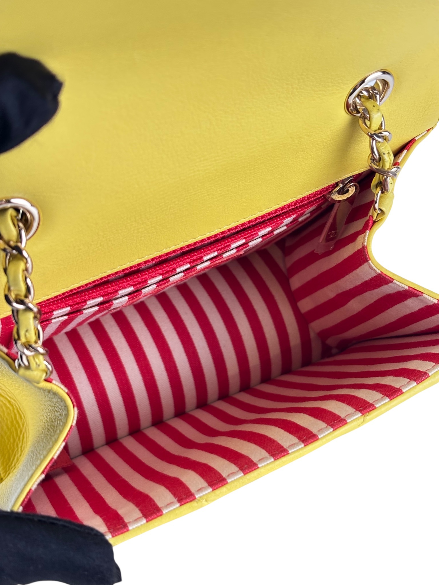 CHANEL - Yellow Calfskin Quilted Chevron Small Envelope Flap Bag