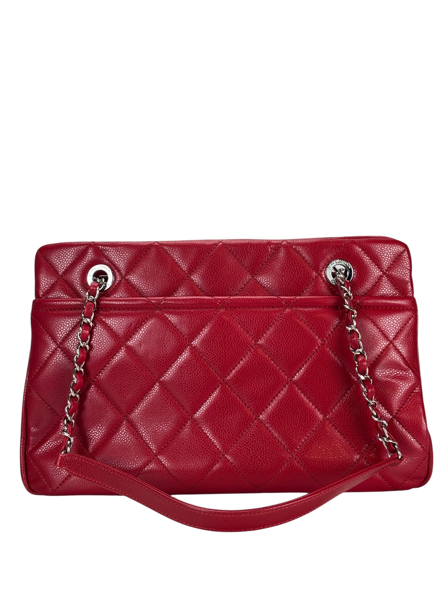 CHANEL - Red Caviar Quilted Large Timeless CC Soft Tote Bag
