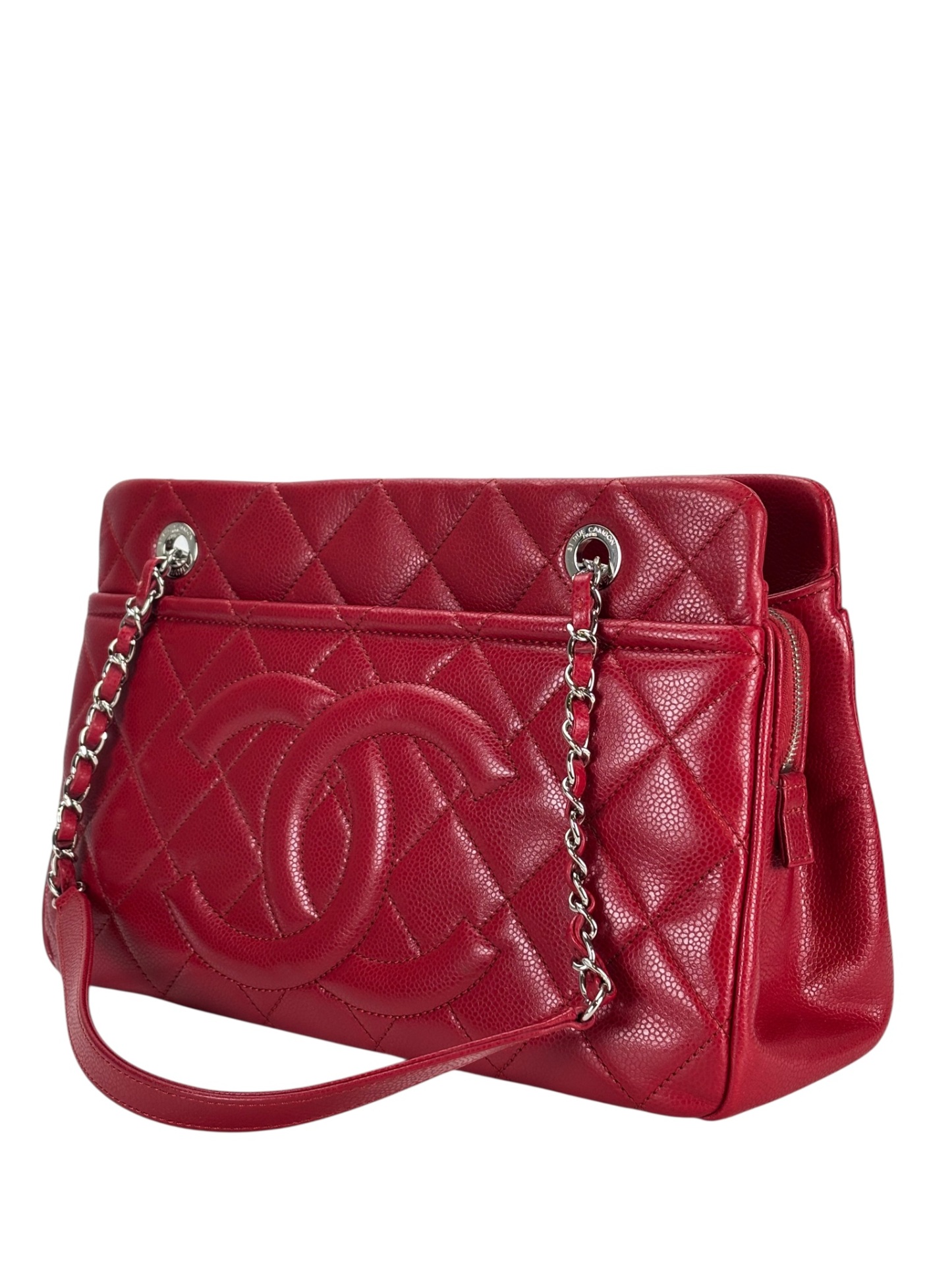 CHANEL - Red Caviar Quilted Large Timeless CC Soft Tote Bag