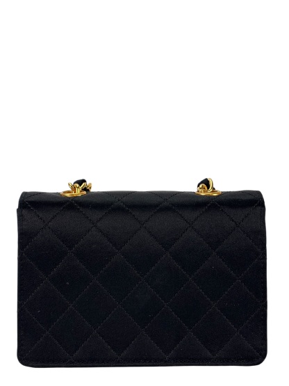 CHANEL -  Mini Flap Bag Satin Black Gold Hardware