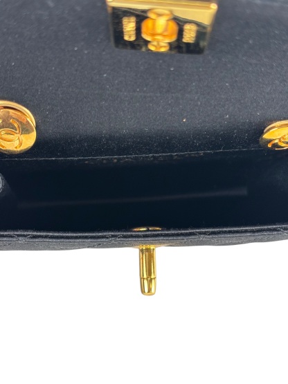 CHANEL -  Mini Flap Bag Satin Black Gold Hardware