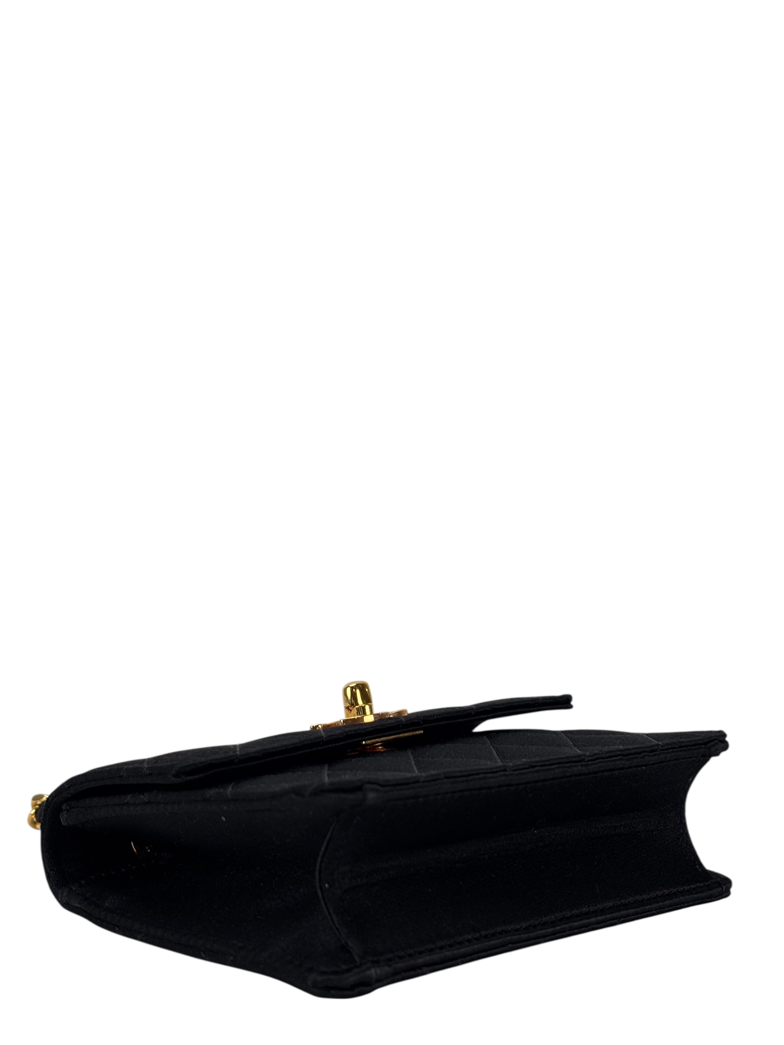 CHANEL -  Mini Flap Bag Satin Black Gold Hardware