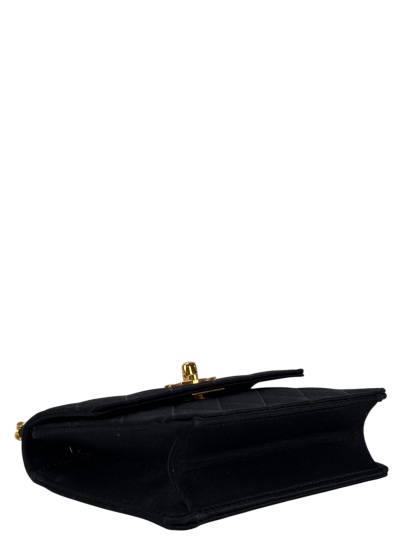 CHANEL -  Mini Flap Bag Satin Black Gold Hardware